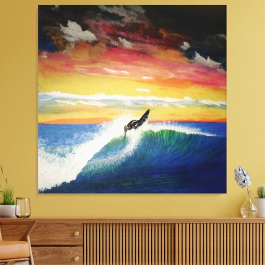 Roofer surfer meisje canvas afdruk (Insitu (Woonkamer))