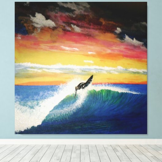 Roofer surfer meisje canvas afdruk (Insitu (Houten vloer))