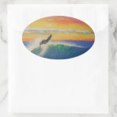 Roofer surfer meisje ovale sticker (Tas)