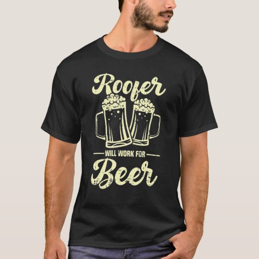 Roofer werkt voor bier t-shirt (Voorkant)