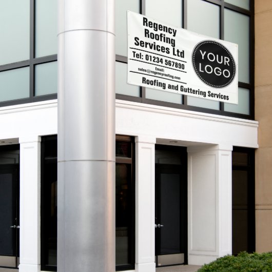 Roofing and Guttering Repairs Banner with Logo (Buitenkant Gebouw)