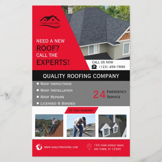 Roofing Business Red Flyer (Voorkant)