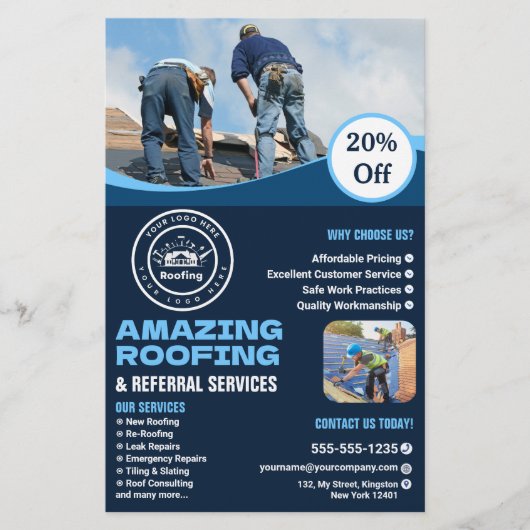 Roofing Company | Custom Logo Services Flyer (Voorkant)