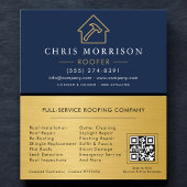 Roofing Professional Navy Blue QR Code Visitekaartje