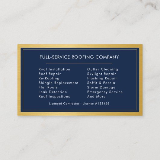 Roofing Roofer Construction Services Navy Blue  Visitekaartje (Achterkant)