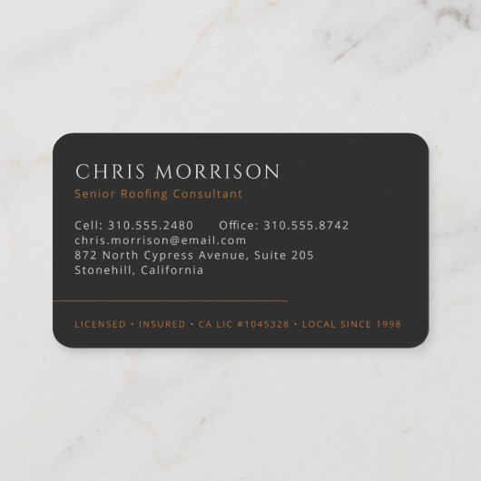 Roofing Roofer Construction Visitekaartje (Achterkant)