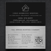 Roofing Roofer Contractor Metallic QR Code Visitekaartje