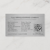 Roofing Roofer Contractor Metallic QR Code Visitekaartje (Achterkant)