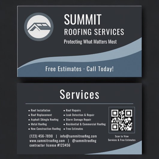 Roofing Roofer QR Code Professional  Visitekaartje
