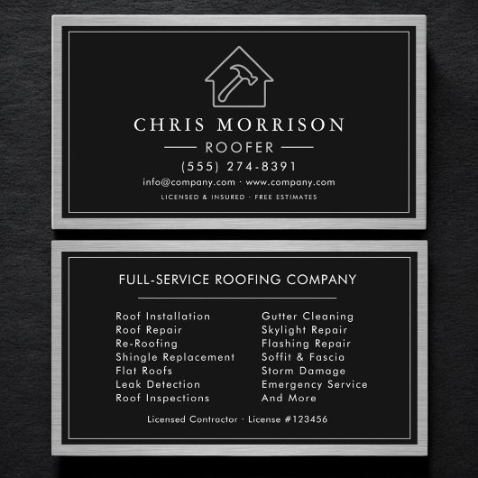 Roofing Service Roofer House Hammer Professional Visitekaartje