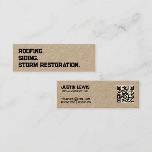 Roofing Siding QR Mini Visitekaartje (Voorkant / Achterkant)