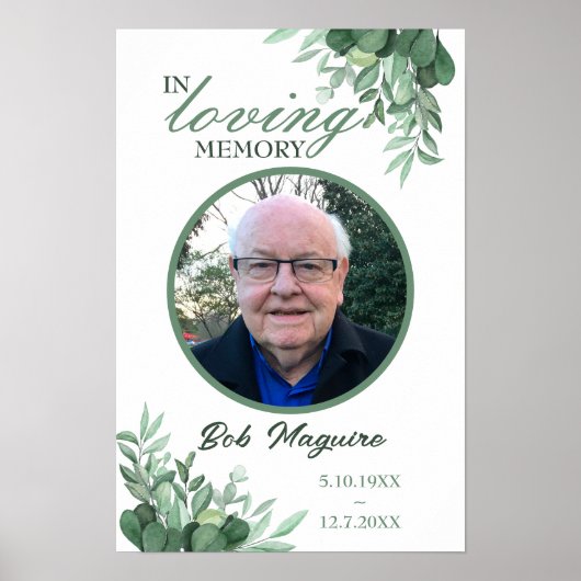 Roofoto Funeral Card In Loving Memory Poster (Voorkant)