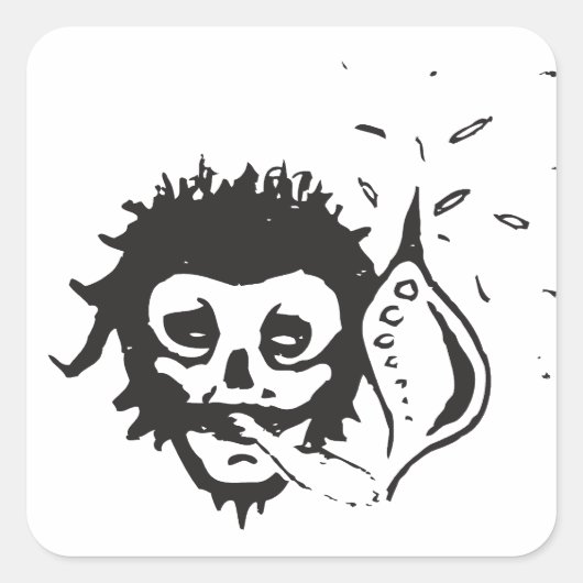 roofschedel vierkante sticker (Voorkant)