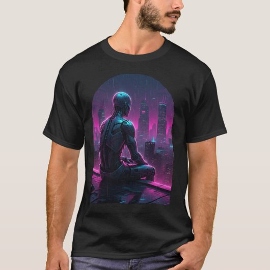 Rooftop Android City Gaze T-shirt (Voorkant)