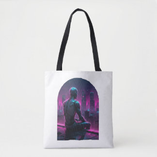 Rooftop Android City Gaze T-shirt Tote Bag