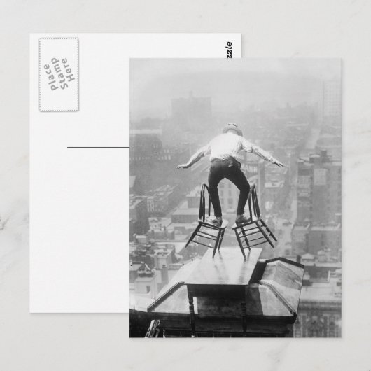 Rooftop Balancing Act, 1910 Briefkaart (Voorkant / Achterkant)