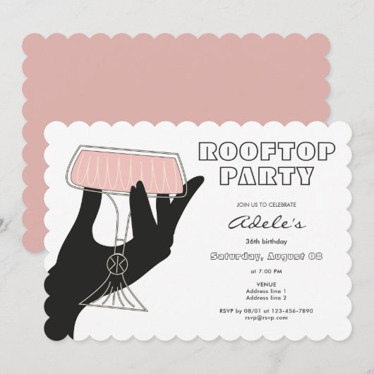 Rooftop Bar Lounge Nachtleven Uitje Verjaardag Kaart (Voorkant / Achterkant)