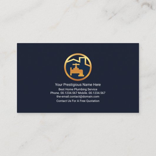 Rooftop Blue Faucet Plumber Service Visitekaartje (Achterkant)