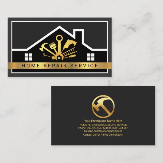 Rooftop Building Lijst Golden Handyman Tools Visitekaartje (Voorkant / Achterkant)