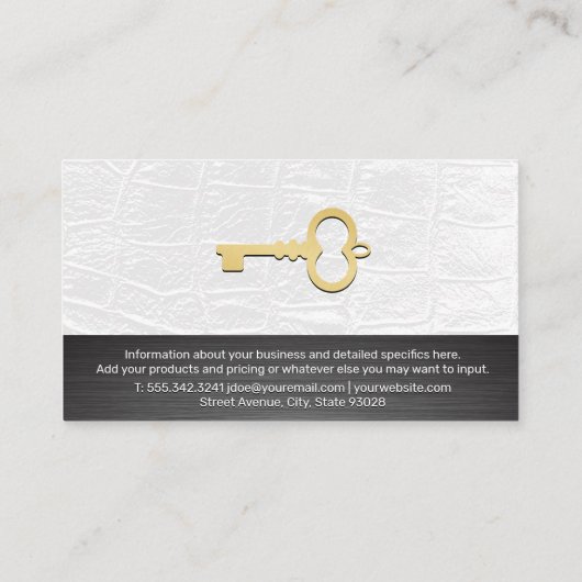 Rooftop City-Logo | Leder | Skeletsleutel Visitekaartje (Achterkant)