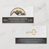 Rooftop City-Logo | Leder | Skeletsleutel Visitekaartje (Voorkant / Achterkant)