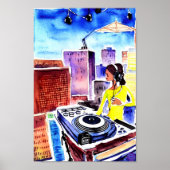 ROOFTOP DJ IN OLIE POSTER (Voorkant)