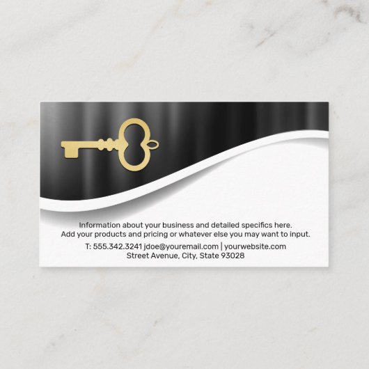 Rooftop en stad | Metallic | goudskeletsleutel Visitekaartje (Achterkant)
