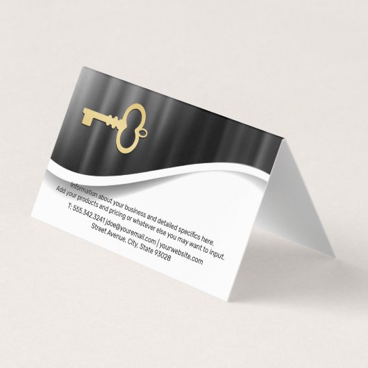 Rooftop en stad | Metallic | goudskeletsleutel Visitekaartje (Achterkant)
