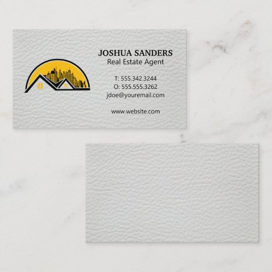Rooftop en stadsgezicht | Lederen achtergrond Visitekaartje (Voorkant / Achterkant)