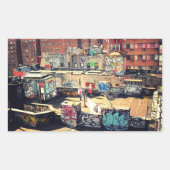 Rooftop Graffiti in Chinatown Rechthoekige Sticker (Voorkant)