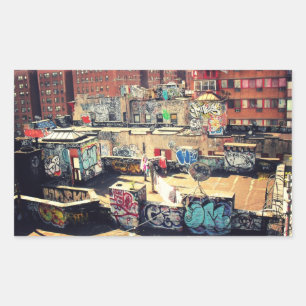Rooftop Graffiti in Chinatown Rechthoekige Sticker