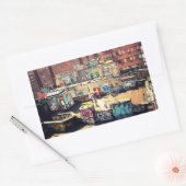 Rooftop Graffiti in Chinatown Rechthoekige Sticker (Envelop)