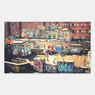 Rooftop Graffiti in Chinatown Rechthoekige Sticker