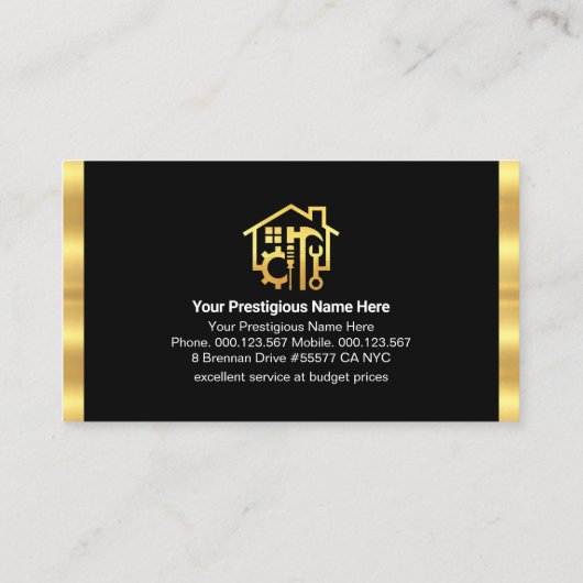 Rooftop Handyman Gereedschap Strepen Visitekaartje (Achterkant)