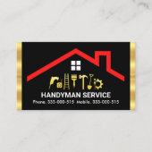 Rooftop Handyman Gereedschap Strepen Visitekaartje (Voorkant)