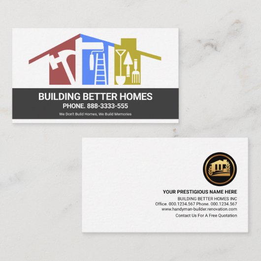Rooftop Layers Handyman Tools Building Visitekaartje (Voorkant / Achterkant)