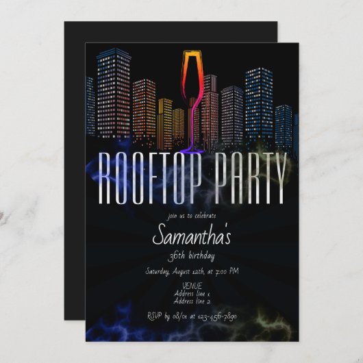 Rooftop Lounge Nachtleven Uitje Sky Bar Verjaardag Kaart (Voorkant / Achterkant)