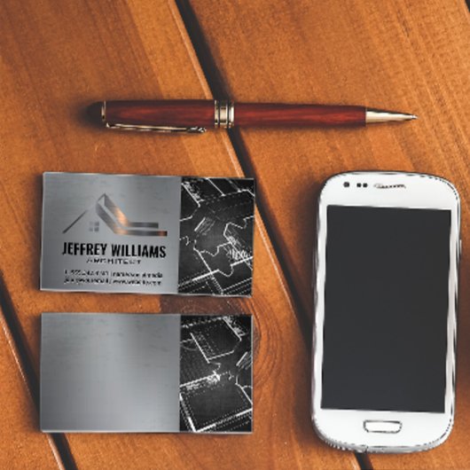 Rooftop Metal | Blauwe afdrukken van onroerend goe Visitekaartje