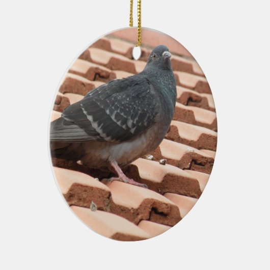 Rooftop Pigeon Custom Birthday Keramisch Ornament (Rechts)