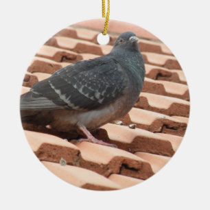 Rooftop Pigeon Custom Birthday Keramisch Ornament