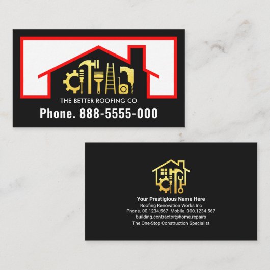 Rooftop Reparatie Gereedschap Lijst Visitekaartje (Voorkant / Achterkant)