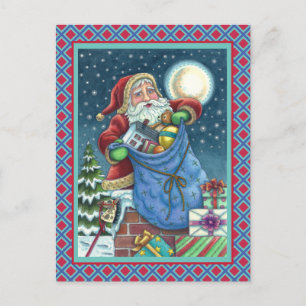 ROOFTOP SANTA BAG VAN TOYS, DOLLHOUSE, HOBBYHORSE BRIEFKAART