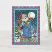 ROOFTOP SANTA BAG VAN TOYS, DOLLHOUSE, HOBBYHORSE FEESTDAGEN KAART (Voorkant)