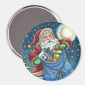 ROOFTOP SANTA BAG VAN TOYS, DOLLHOUSE, HOBBYHORSE MAGNEET (Voorkant / Achterkant)