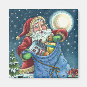 ROOFTOP SANTA BAG VAN TOYS, DOLLHOUSE, HOBBYHORSE MAGNEET