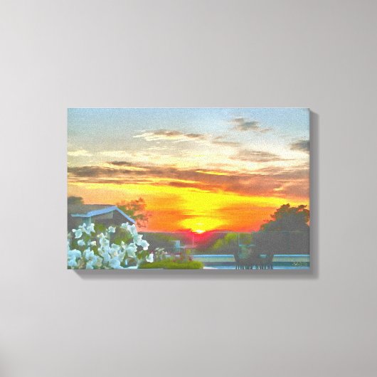 Rooftop Sunset 2295 Art Canvas Afdruk (Voorkant)