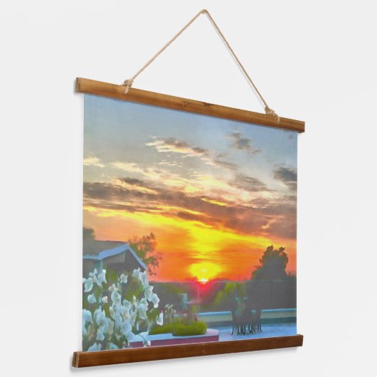 Rooftop Sunset 2295 Hangend Wandkleed (Gebogen)