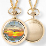 Rooftop Sunset 2295 Ketting Horloge<br><div class="desc">Het schilderen van het Collectie "van de Zonneonset 2295"van de Daktop personaliseert op de productpagina of klikt de aanpassingsknoop voor meer ontwerpopties. Ontworpen en gemaakt op basis van mijn schilderij "Rooftop Sunset 2295", die een prachtige daktop in de Plaza Marina in Puerto Vallarta, Mexico vangt. Overeenkomende producten zijn beschikbaar in...</div>
