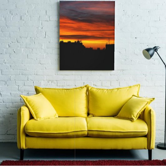 Rooftop-Uitzicht van de Servische Zonnetijd in Bel Canvas Afdruk