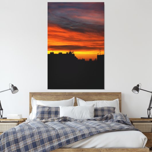 Rooftop-Uitzicht van de Servische Zonnetijd in Bel Canvas Afdruk (Insitu (Slaapkamer))